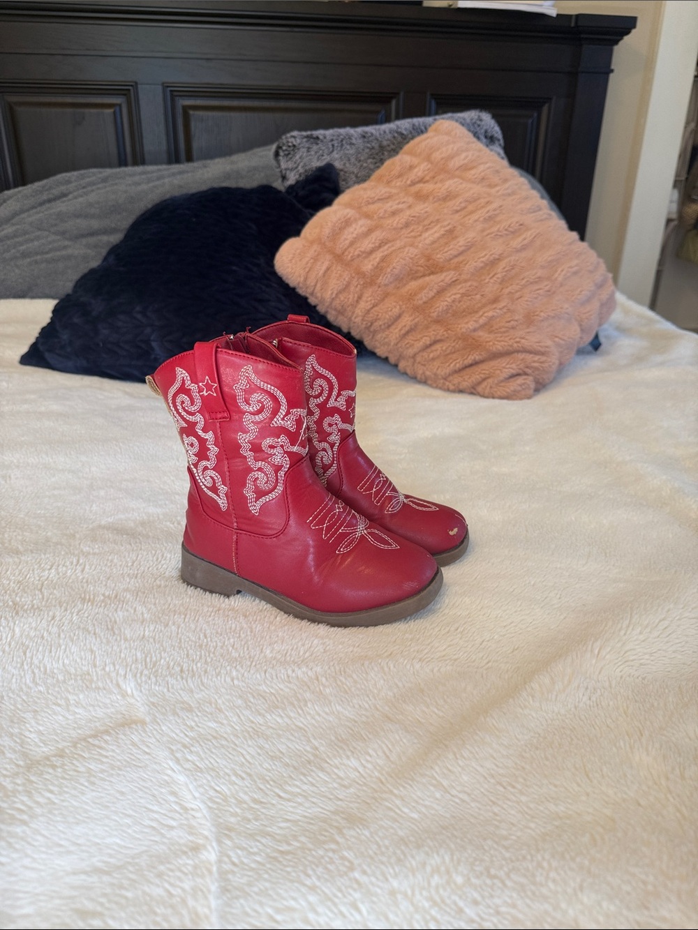 Kids Red Embroidered Western Boots - Youth Stylish Cowboy Boots